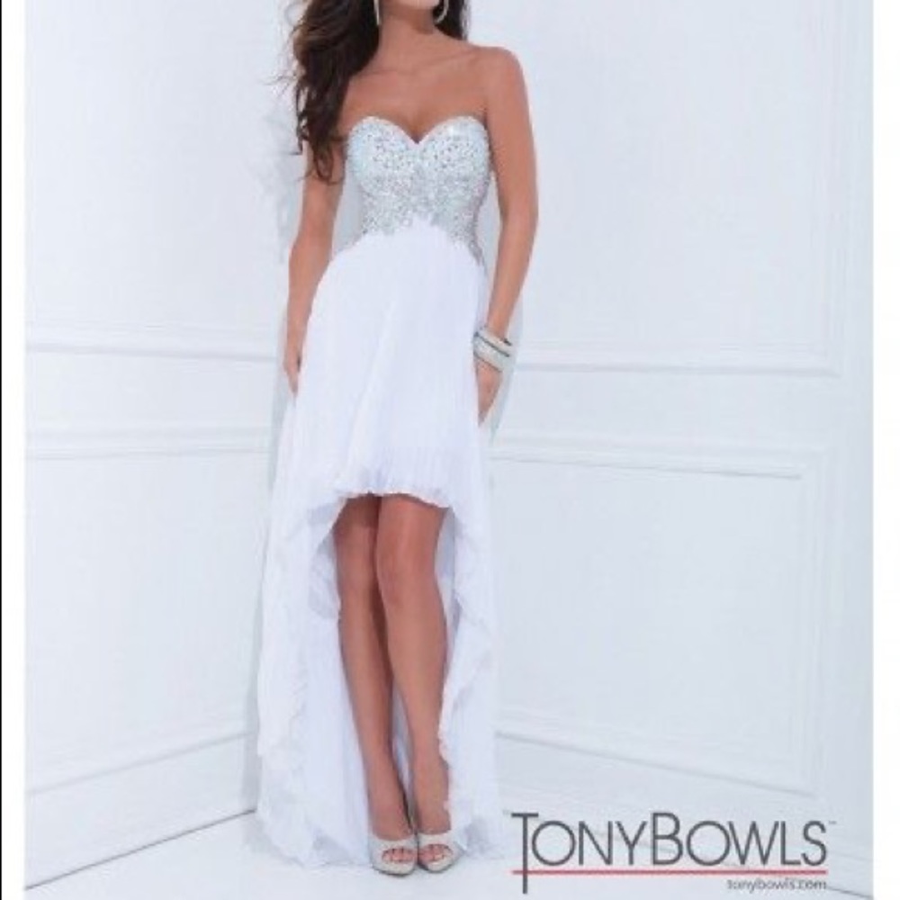 White Sequin High/Low Special Occasion Dress🤩
